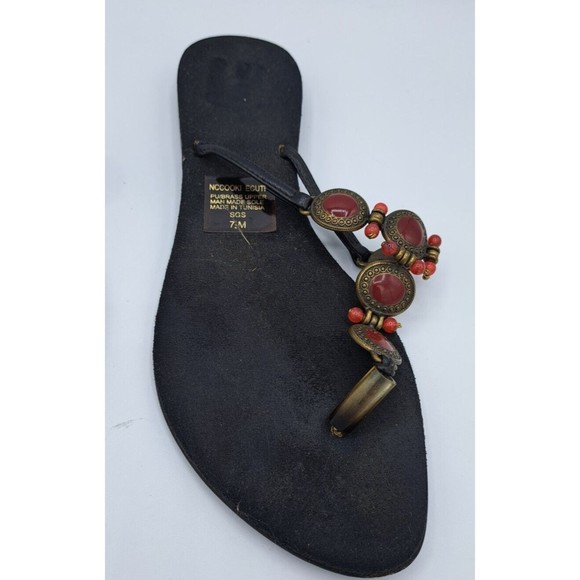 Nccooki Ecutk Retro African Style Exotic Brass Trim Flip Flops/ Thongs Size 7.5 - Picture 3 of 8